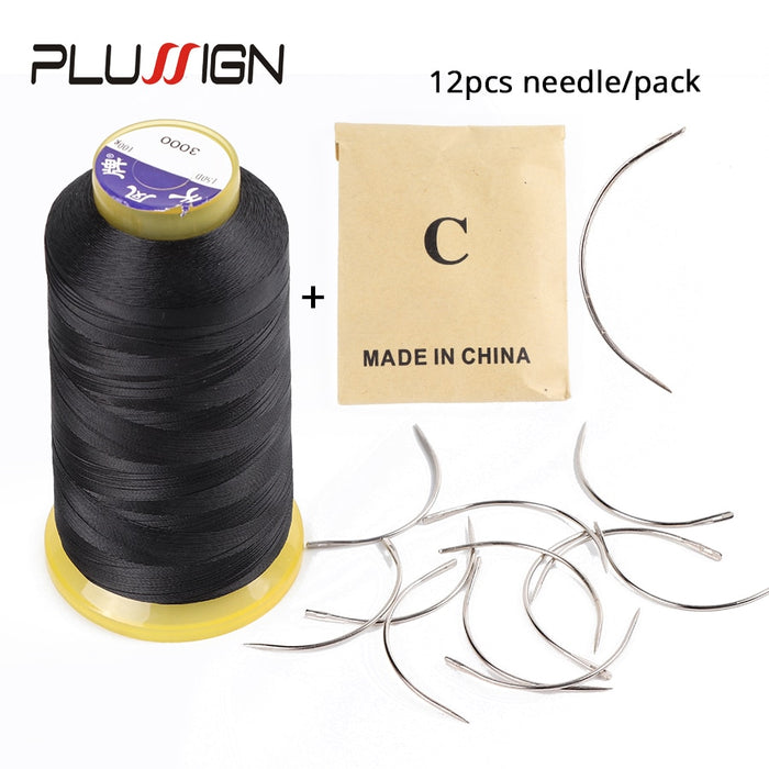 12Pcs/Bag 6 Cm C Shape Curved Needles And 1 Black Roll Thread