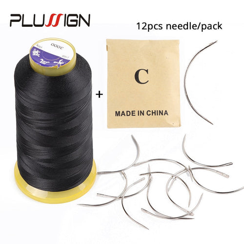 12Pcs/Bag 6 Cm C Shape Curved Needles And 1 Black Roll Thread