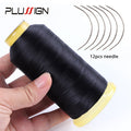 1Pcs Black Weave Thread + 12Pcs Hair Weaving Needles, made of Nylon
