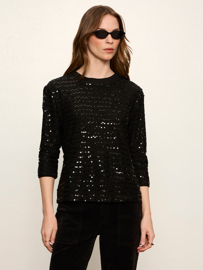 3/4 Sequin Mode Tee Black