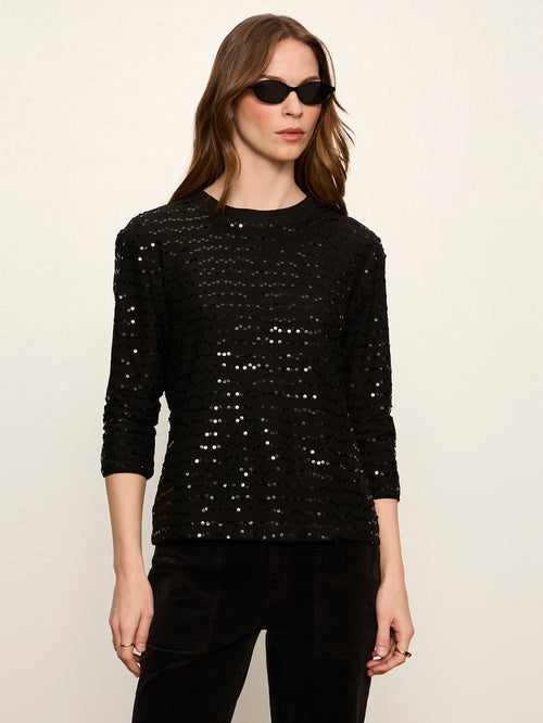 3/4 Sequin Mode Tee Black