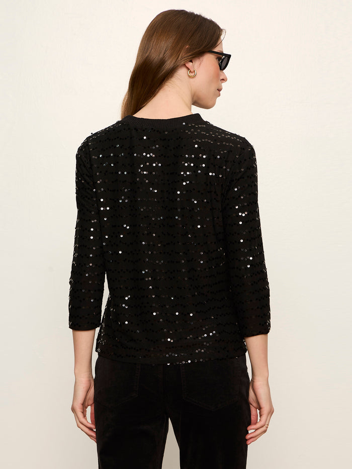 3/4 Sequin Mode Tee Black