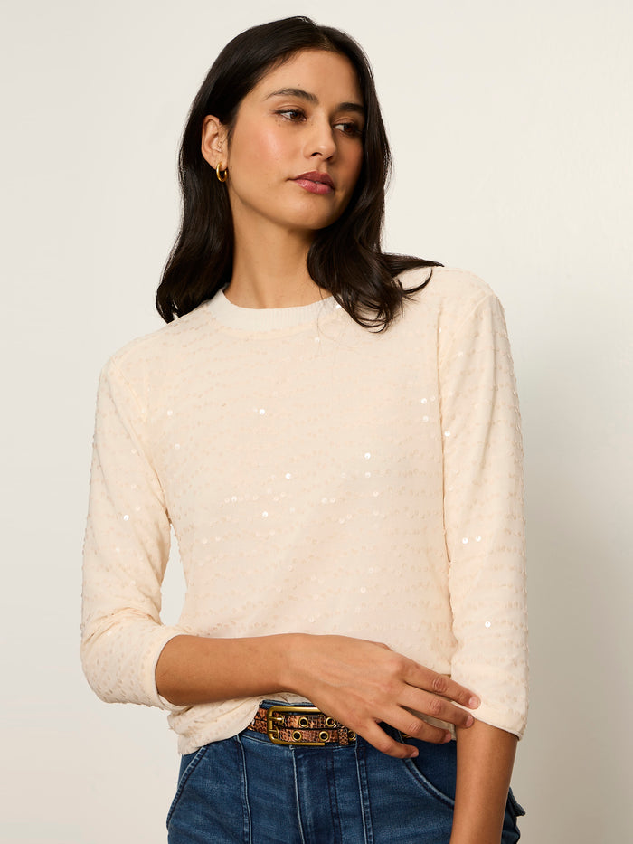 3/4 Sequin Mode Tee Bone