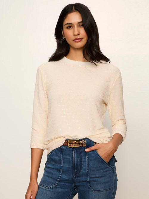 3/4 Sequin Mode Tee Bone