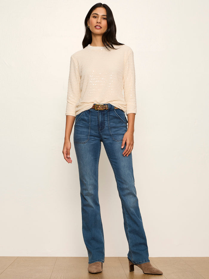 3/4 Sequin Mode Tee Bone