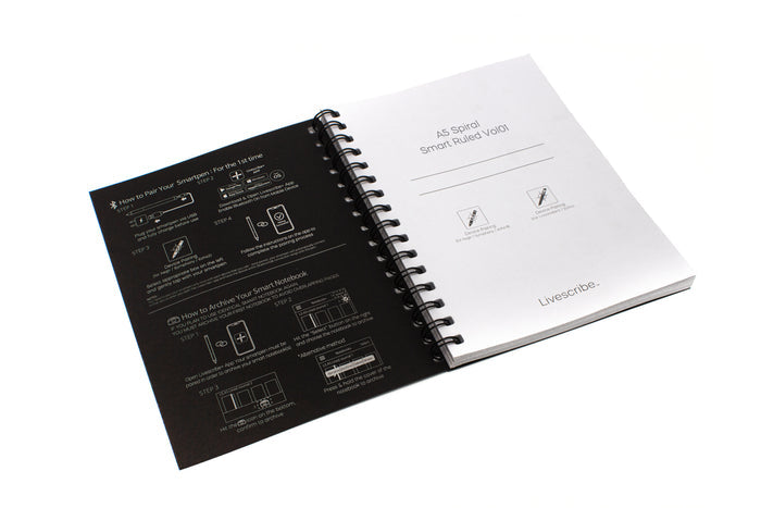 Livescribe Smart Paper Notebooks A5 Spiral Smart Ruled 4-Pack Vol #1-4 (inside)