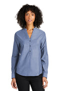 AGLCA Women's Long Sleeve Chambray Easy Care Shirt