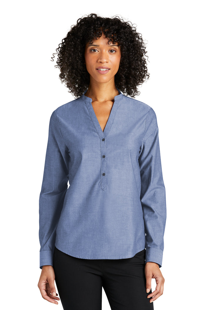 AGLCA Women's Long Sleeve Chambray Easy Care Shirt