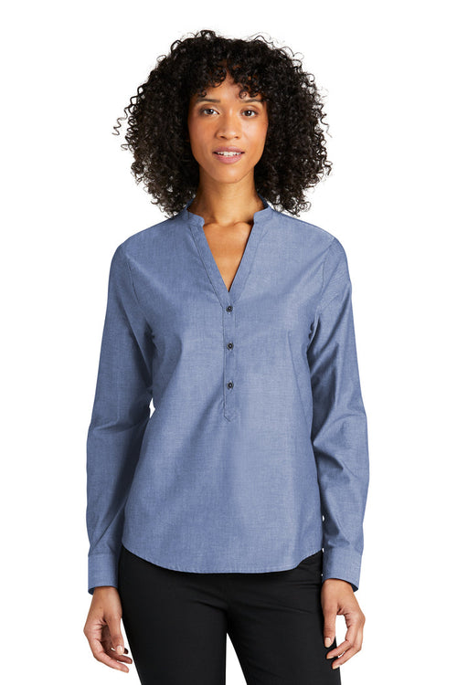 AGLCA Women's Long Sleeve Chambray Easy Care Shirt