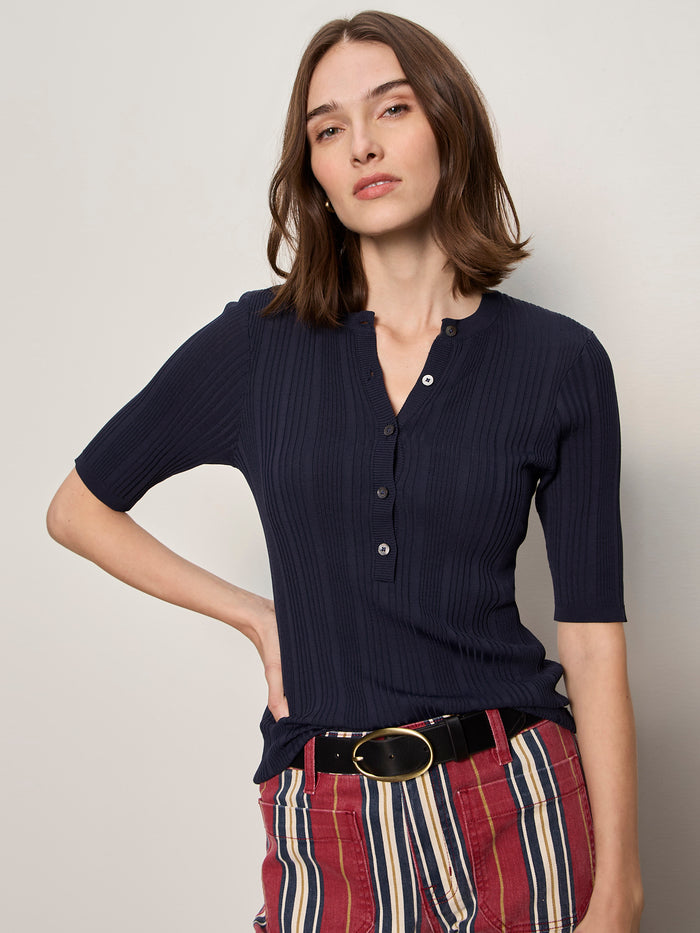 Air Of Ease Half Sleeve Tee Navy Blazer