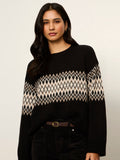 Argyle Crew Pullover Black Argyle