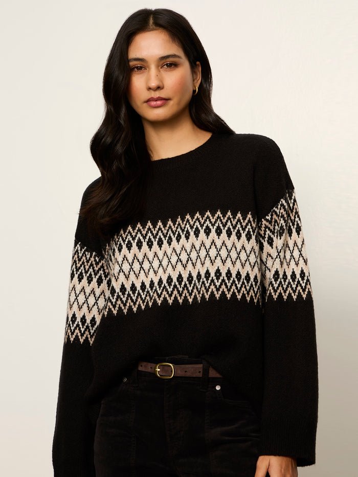 Argyle Crew Pullover Black Argyle