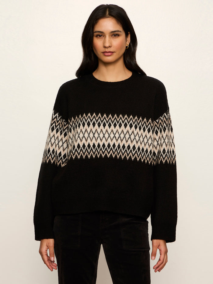 Argyle Crew Pullover Black Argyle