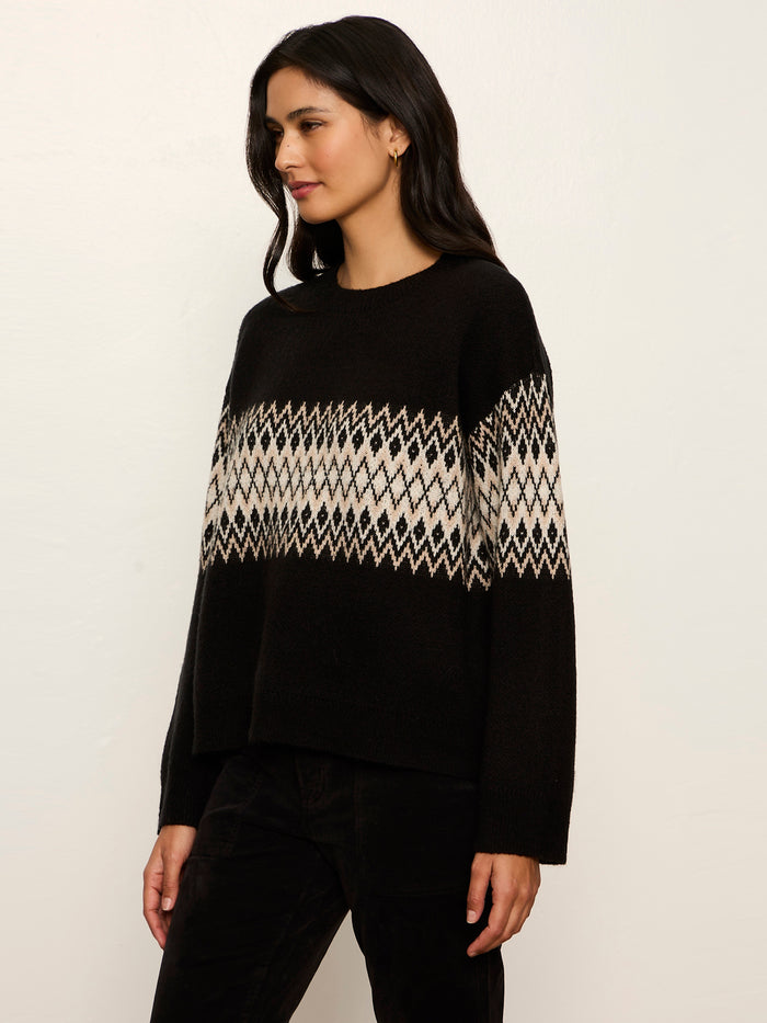 Argyle Crew Pullover Black Argyle