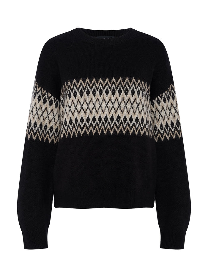 Argyle Crew Pullover Black Argyle