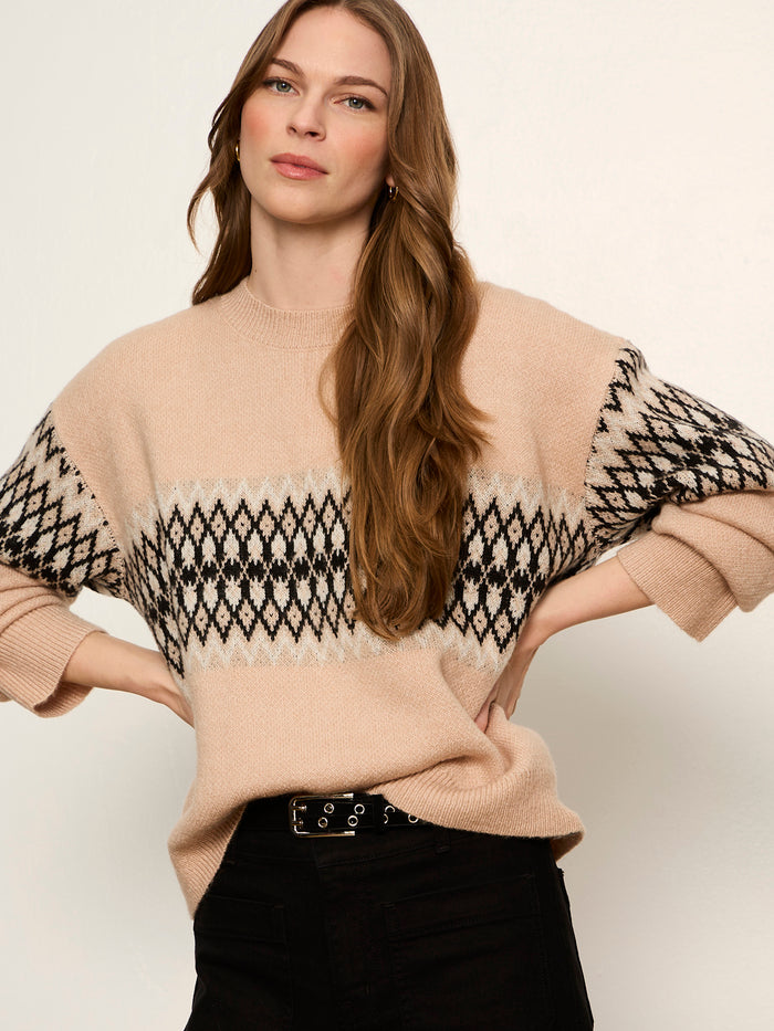 Argyle Crew Pullover Hazelnut Argyle Petite Sizing
