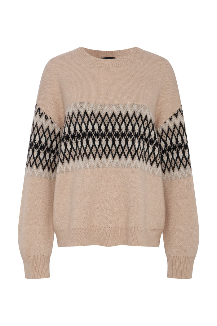 Argyle Crew Pullover Hazelnut Argyle Petite Sizing