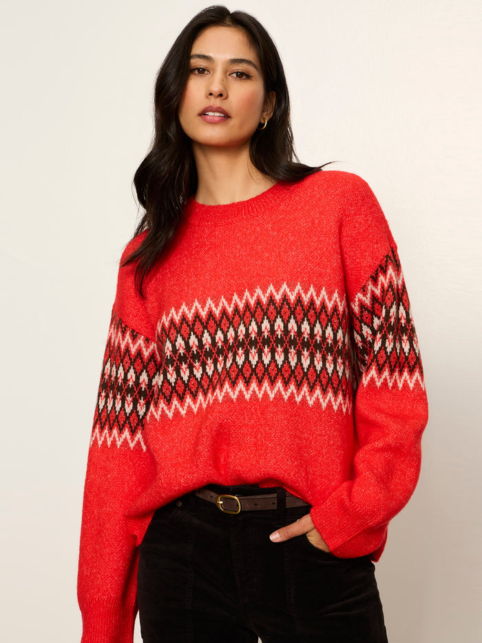 Argyle Crew Pullover Red Hot Argyle