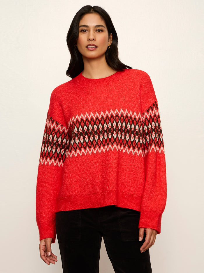 Argyle Crew Pullover Red Hot Argyle
