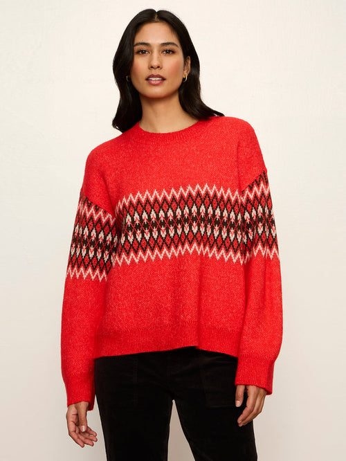 Argyle Crew Pullover Red Hot Argyle
