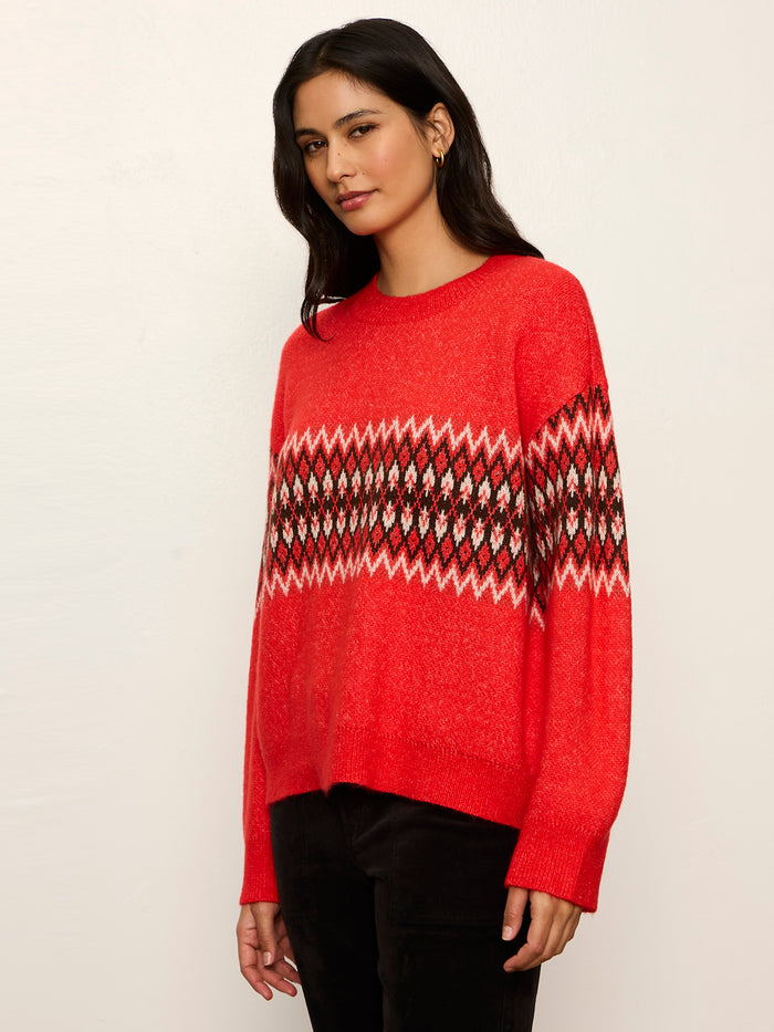 Argyle Crew Pullover Red Hot Argyle