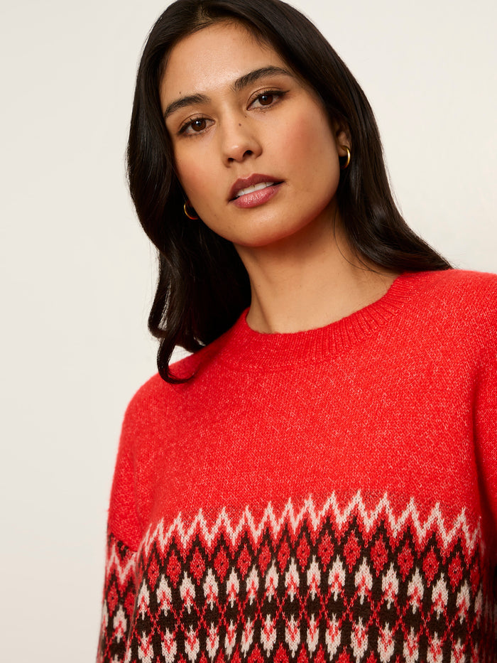 Argyle Crew Pullover Red Hot Argyle