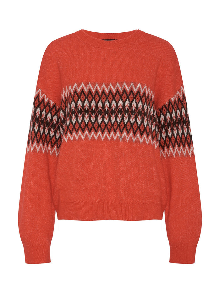 Argyle Crew Pullover Red Hot Argyle