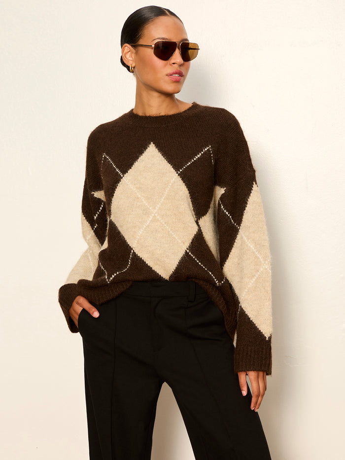 Argyle Crew Sweater Espresso Martini Argyle