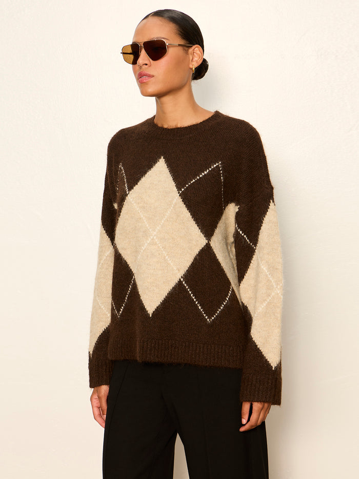 Argyle Crew Sweater Espresso Martini Argyle