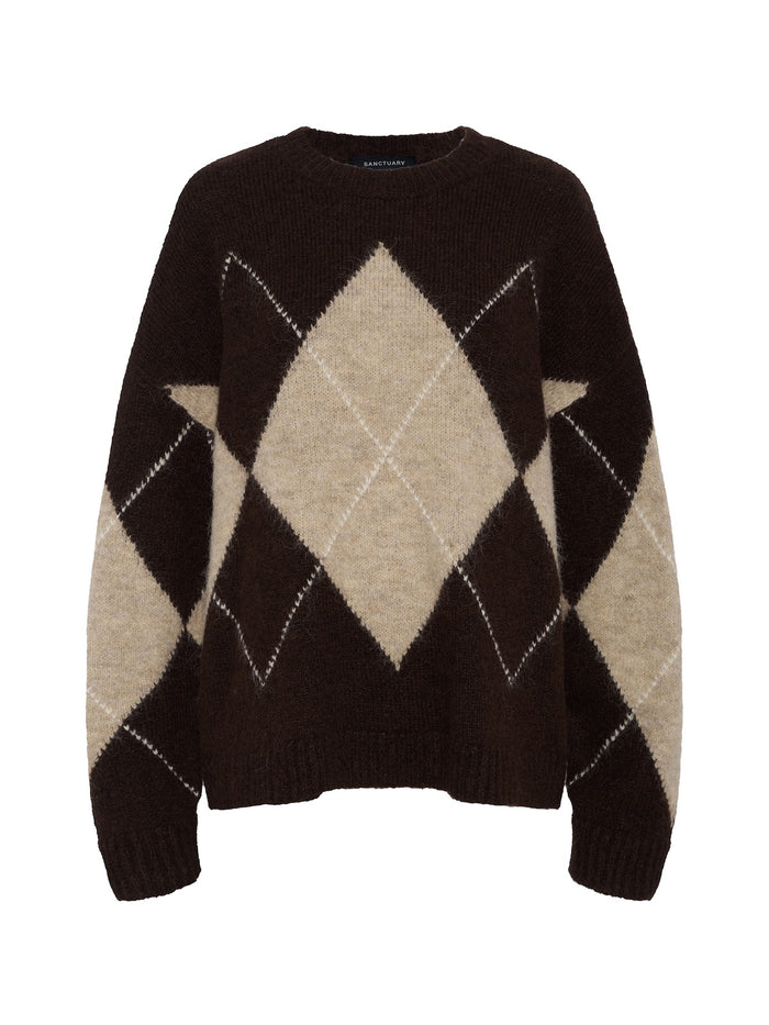 Argyle Crew Sweater Espresso Martini Argyle