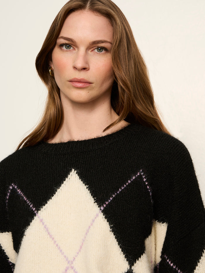 Argyle Crew Sweater Purple Smoke Argyle
