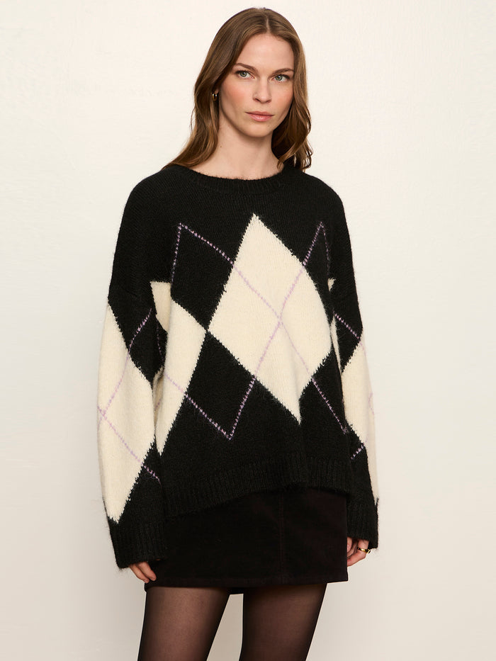 Argyle Crew Sweater Purple Smoke Argyle