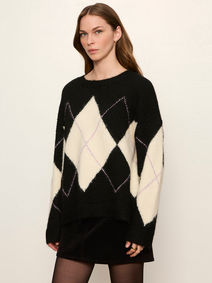 Argyle Crew Sweater Purple Smoke Argyle
