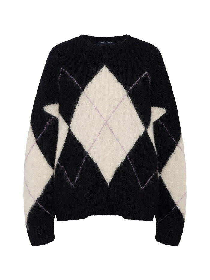 Argyle Crew Sweater Purple Smoke Argyle