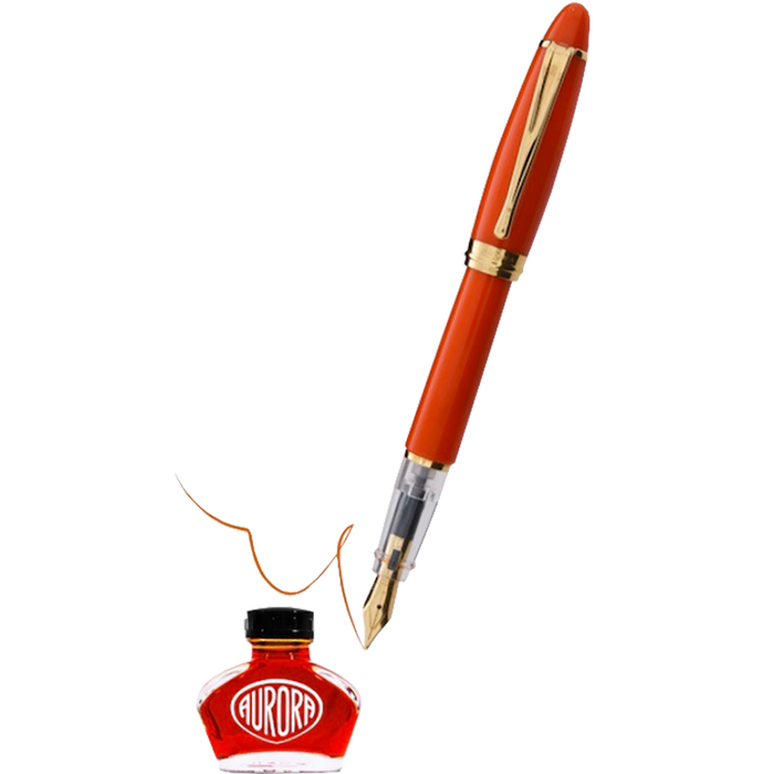 Aurora Ipsilon Demo Colors Fountain Pen - Enthusiastic Orange PLUS matching Orange color ink bottle - Pen Boutique Ltd