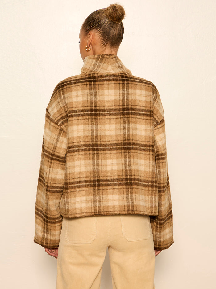 Avery Asymmetrical Jacket Dark Bone Plaid