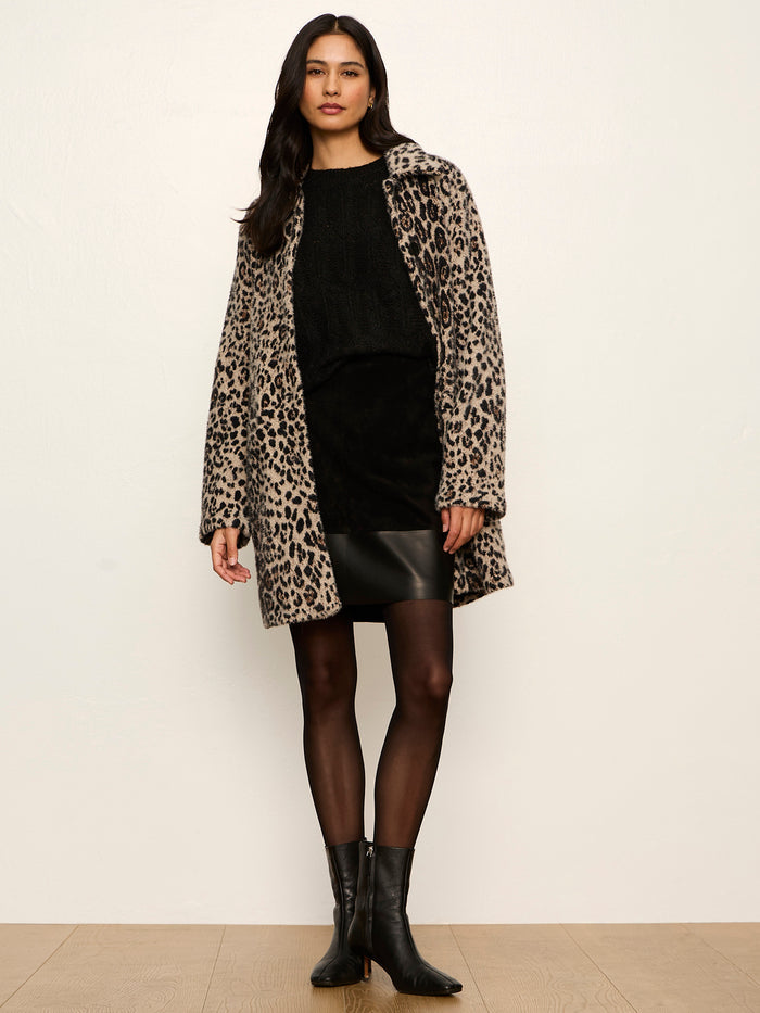 Broadway Suede Leather Skirt Black