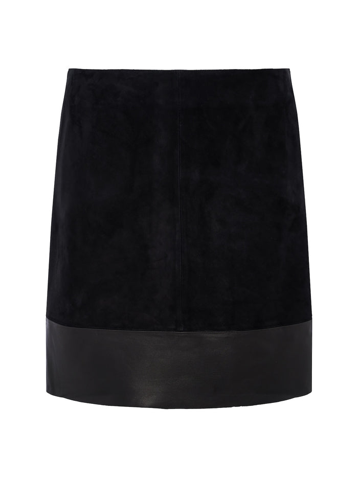 Broadway Suede Leather Skirt Black