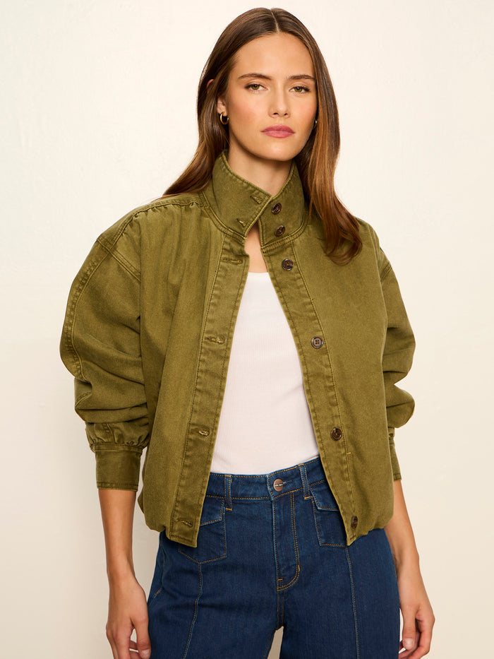 Bubble Hem Bomber Jacket Forage Green