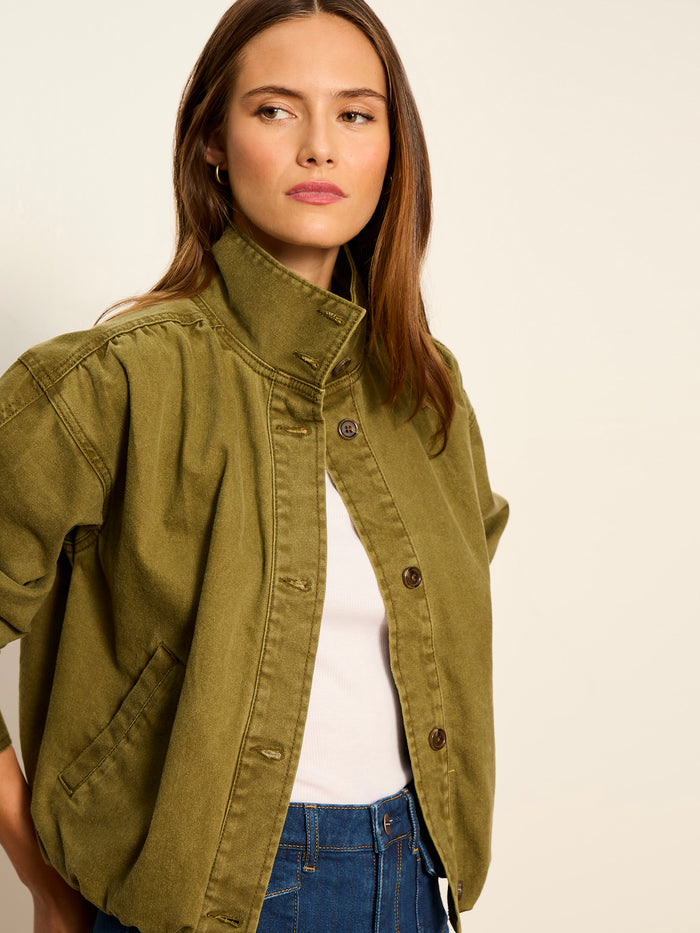 Bubble Hem Bomber Jacket Forage Green