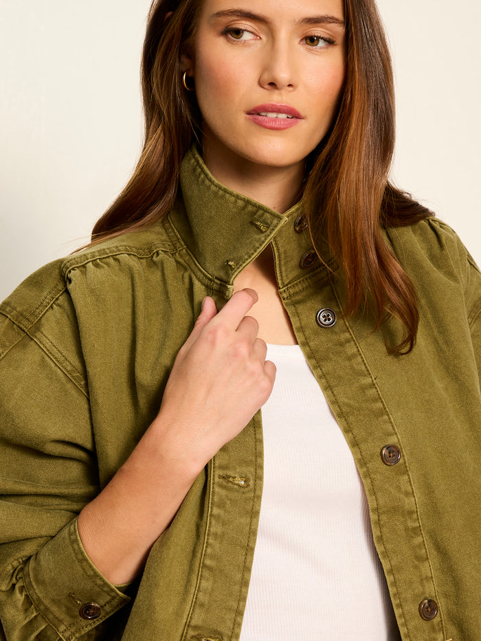 Bubble Hem Bomber Jacket Forage Green