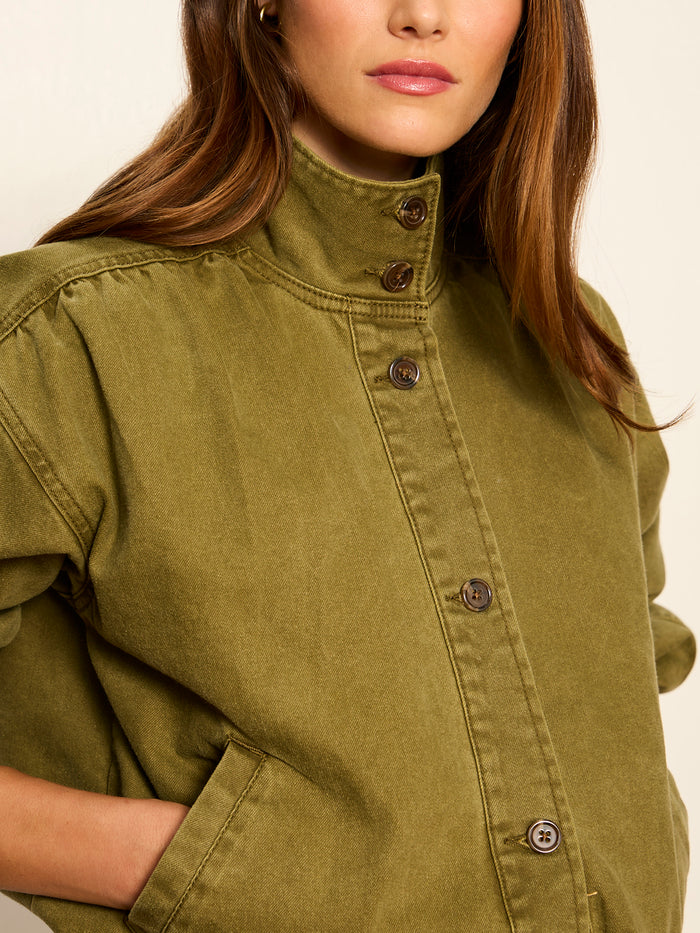 Bubble Hem Bomber Jacket Forage Green