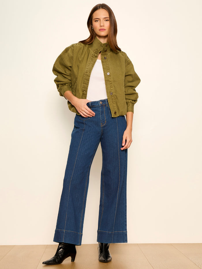 Bubble Hem Bomber Jacket Forage Green