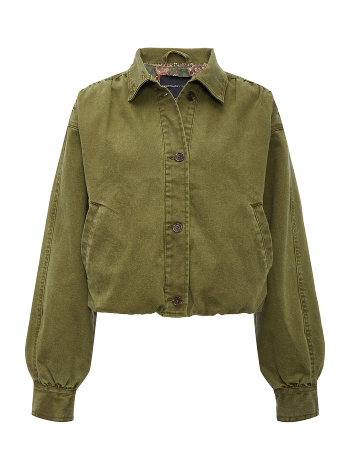 Bubble Hem Bomber Jacket Forage Green