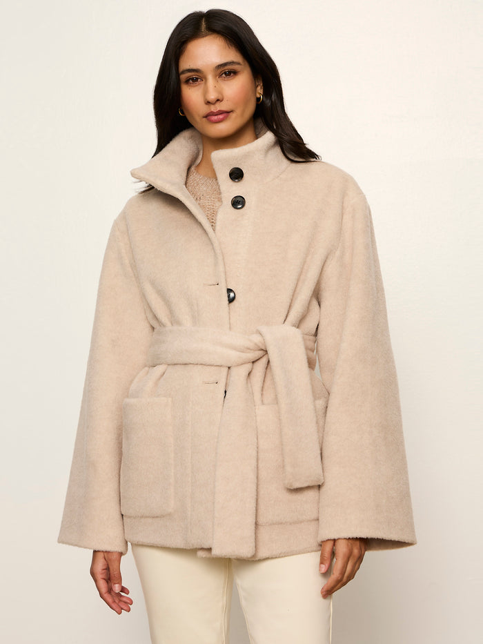 Bundled Wool Coat Bone