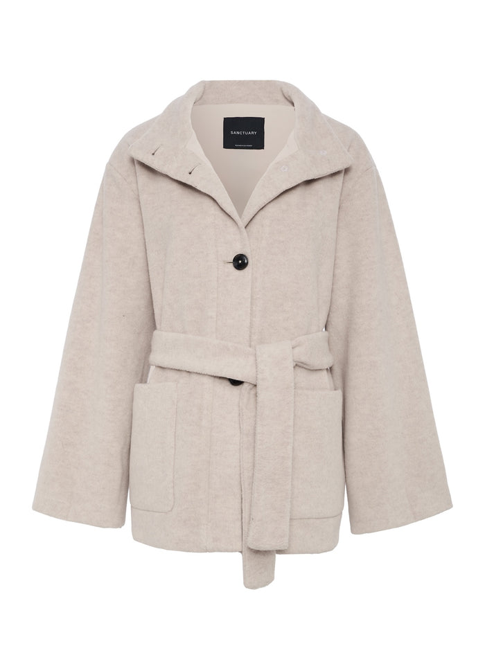 Bundled Wool Coat Bone