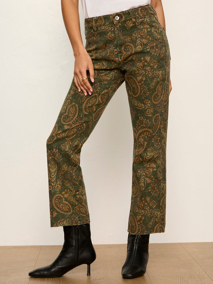 Cadence 90's Straight Crop Jean Washed Decoratif