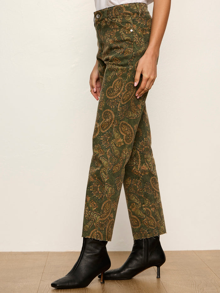 Cadence 90's Straight Crop Jean Washed Decoratif