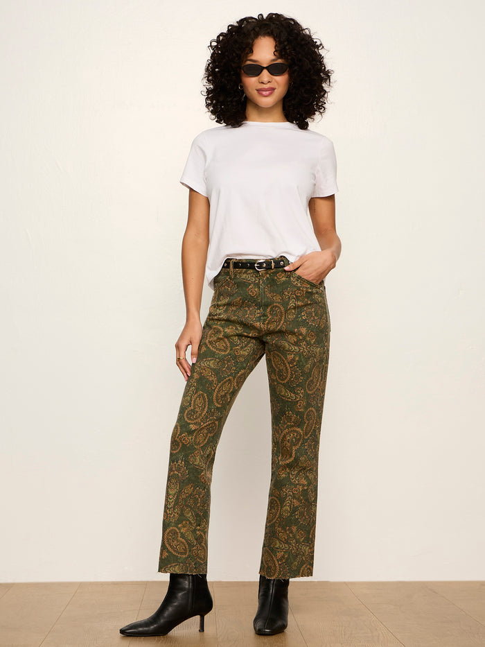 Cadence 90's Straight Crop Jean Washed Decoratif