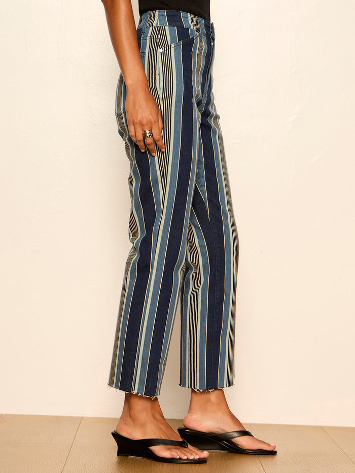 Celeste 90's Straight Crop Jean Pier Stripe